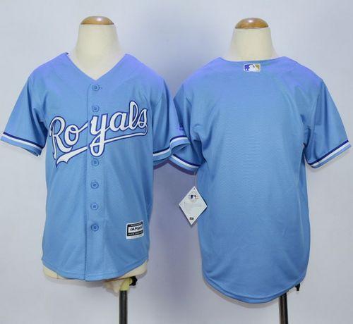 Royals Blank Light Blue Alternate 1 Cool Base Stitched Youth MLB Jersey - Click Image to Close